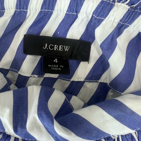 J. Crew One Shoulder Ruffle Jumpsuit Blue White Stripe 100% Cotton Size US 4 - Picture 12 of 16